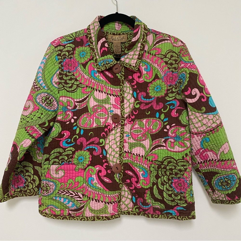 Peck & Peck Quilted Reversible Cotton Blazer Multicolor L